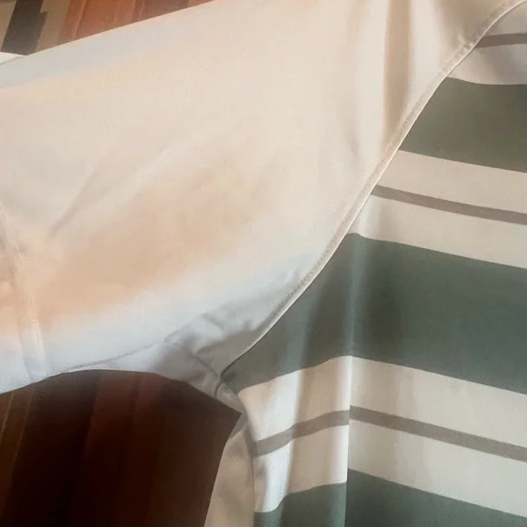 Oakley Large Green and White Striped Polo Shirt - Picture 4 of 6